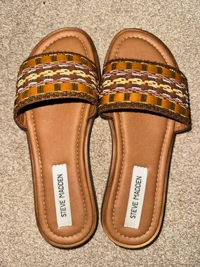 Steve Madden Woven Multicolor Slide Sandals